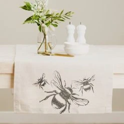 The Just Slate Company Bee Linen Table Runner -tableware LTTRBEE Just Slate Company Bee Linen Table Runner 2