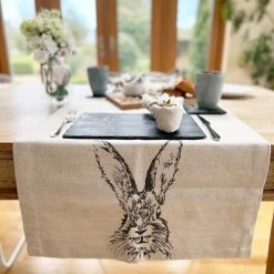 The Just Slate Company Hare Linen Table Runner -tableware LTTRH Just Slate Company Hare Linen Table Runner 2
