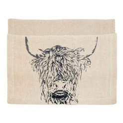 The Just Slate Company Highland Cow Linen Table Runner