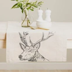 The Just Slate Company Stag Linen Table Runner -tableware LTTRS Just Slate Company Stag Linen Table Runner 2