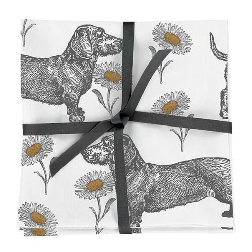 Thornback & Peel Dog & Daisy Set Of 4 Napkins 3 Thornback & Peel Dog & Daisy Set Of 4 Napkins