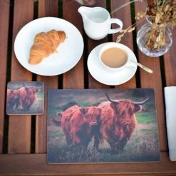 Rural Roots Highland Cows Placemat Pack Of 4 -tableware PMO2604X4 Rural Roots By Tradestock Highland Cows Placemat Pack Of 4 2