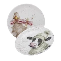 Wrendale Designs Christmas Coupe Plate Set Of 2 Cow & Duck -tableware WNB3994XW Wrendale Designs Christmas Collection Coupe Plate Set Of 2 Cow And Duck 2