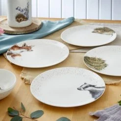 Wrendale Designs Set Of 4 Coupe Plates, 27cm (Badger, Hedgehog, Fox & Owl) -tableware WNB4077 XB Wrendale Designs Coupe Plate Set Of 4 27cm 5