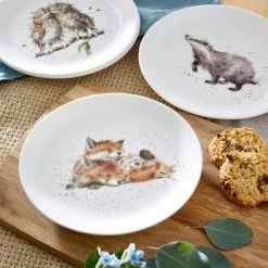 Wrendale Designs Set Of 4 Coupe Plates, 21cm (Badger, Hedgehog, Fox & Owl) -tableware WNB5658 XB Wrendale Designs Coupe Plate Set Of 4 21cm 4