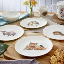 Wrendale Designs Set Of 4 Coupe Plates, 21cm (Badger, Hedgehog, Fox & Owl) -tableware WNB5658 XB Wrendale Designs Coupe Plate Set Of 4 21cm 5