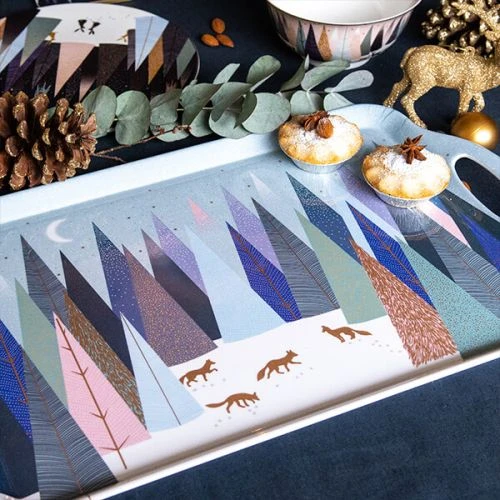 Sara Miller Frosted Pines Collection Large Handled Tray 6 Sara Miller Frosted Pines Collection Large Handled Tray - Image 4