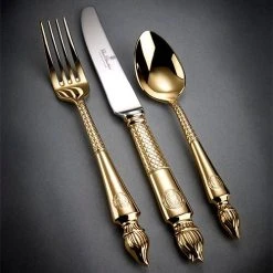 Clive Christian Empire Flame All Gold Table Fork -tableware ZEFG0020 Clive Christian Empire Flame All Gold Table Fork 1